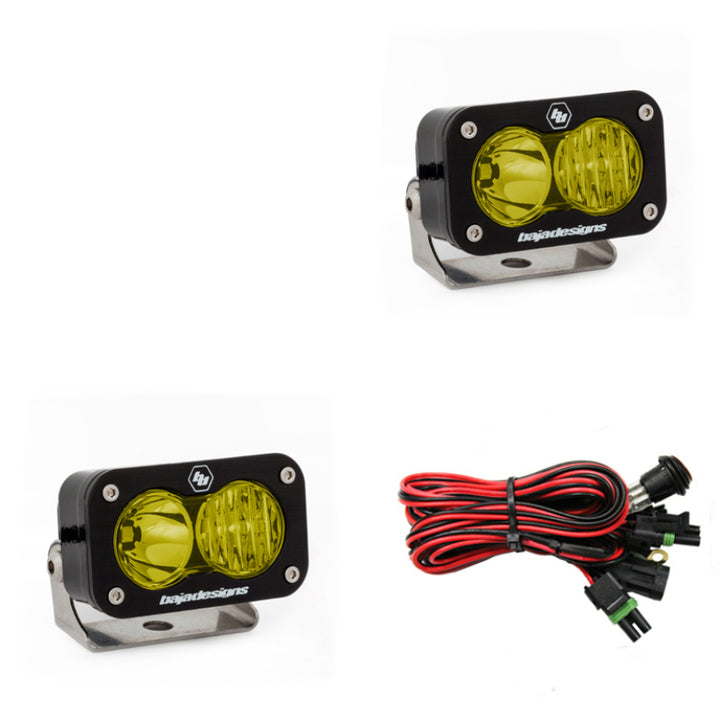 Baja Designs S2 Pro Driving/Combo Pair LED - Amber - Bull Strap