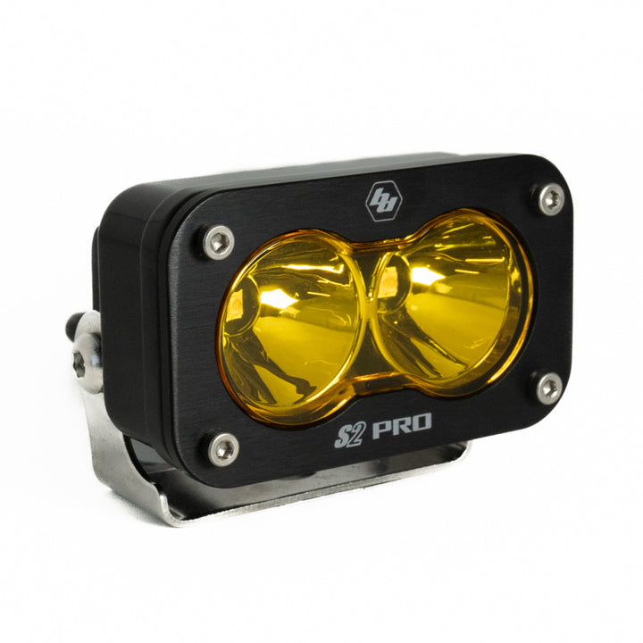 Baja Designs S2 Pro Spot Pattern LED Light - Amber - Bull Strap