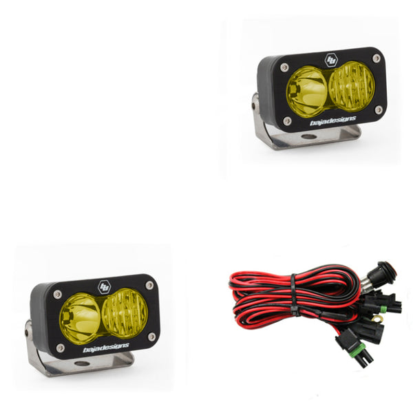 Baja Designs S2 Sport Driving Combo Pattern Pair LED Work Light - Amber - Bull Strap