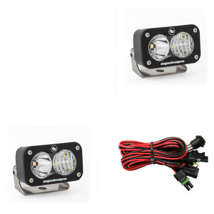 Baja Designs S2 Sport Driving Combo Pattern Pair LED Work Light - Clear - Bull Strap