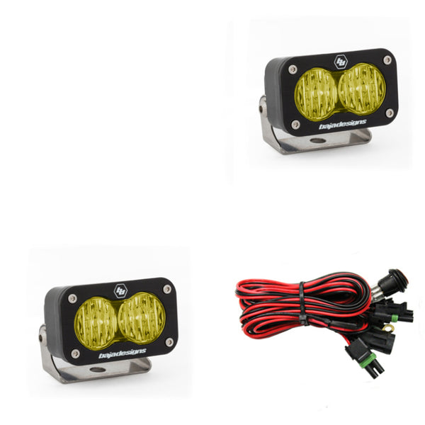 Baja Designs S2 Sport Wide Cornering Pattern Pair LED Work Light - Amber - Bull Strap