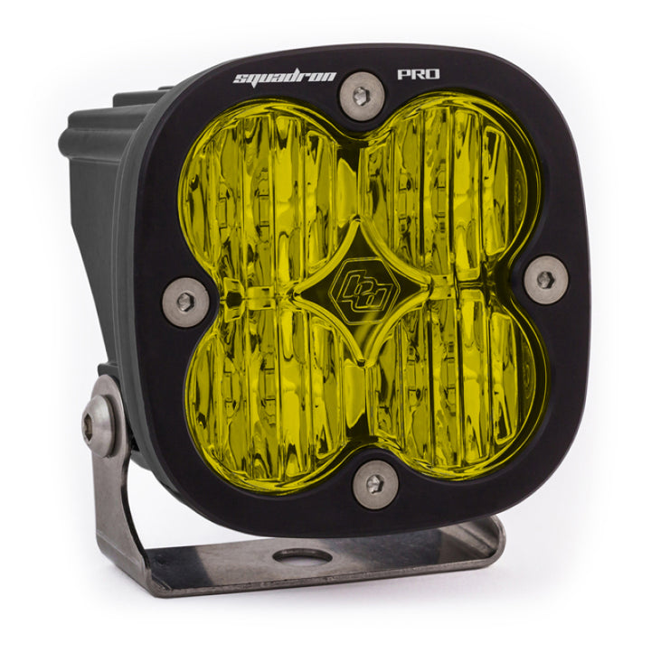 Baja Designs Squadron Pro Black Wide Cornering Pattern LED Light Pod - Amber - Bull Strap