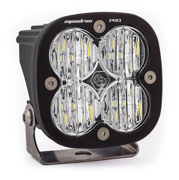 Baja Designs Squadron Pro Black Wide Cornering Pattern LED Light Pod - Clear - Bull Strap