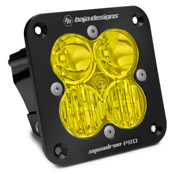 Baja Designs Squadron Pro Flush Mount Black Driving/Combo Pattern LED Light Pod - Amber - Bull Strap