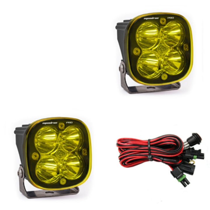 Baja Designs Squadron Pro Series Spot Pattern LED Light Pods - Amber - Bull Strap