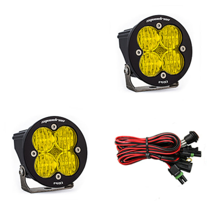Baja Designs Squadron R Pro Wide Cornering Pair LED Light Pods - Amber - Bull Strap