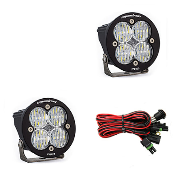 Baja Designs Squadron R Pro Wide Cornering Pair LED Light Pods - Clear - Bull Strap