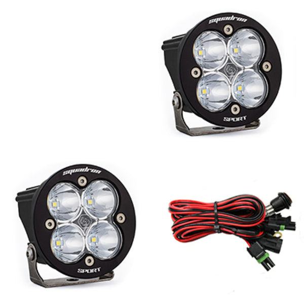 Baja Designs Squadron R Sport LED Spot Pair Light Pods - Clear - Bull Strap