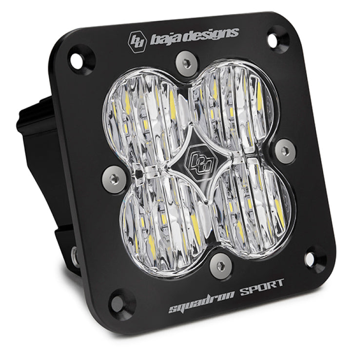 Baja Designs Squadron Sport Black Wide Cornering Pattern Flush Mount LED Light Pod - Clear - Bull Strap