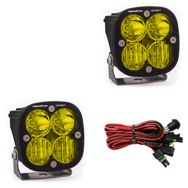 Baja Designs Squadron Sport Driving/Combo Pair LED Light Pods - Amber - Bull Strap