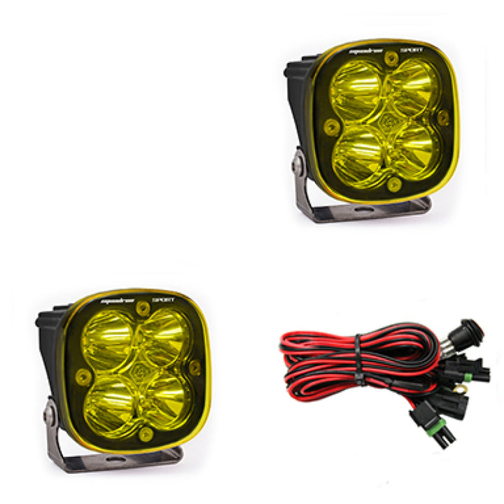 Baja Designs Squadron Sport Spot LED Light Pods - Amber - Bull Strap