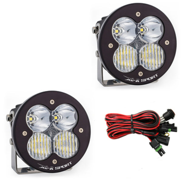 Baja Designs XL R Sport Series Driving Combo Pattern Pair LED Light Pods - Clear - Bull Strap