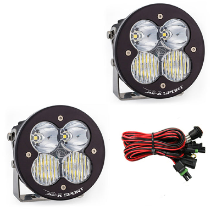 Baja Designs XL R Sport Series Driving Combo Pattern Pair LED Light Pods - Clear - Bull Strap