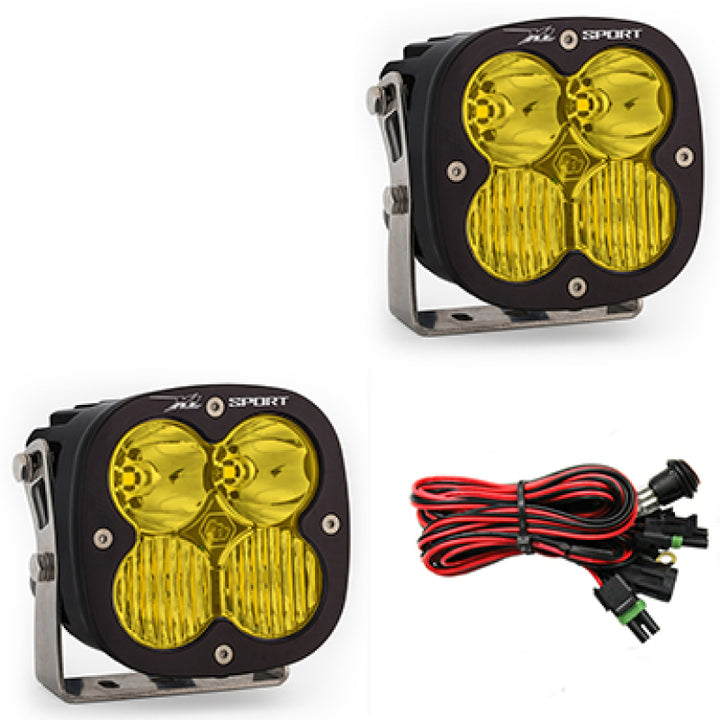Baja Designs XL Sport Series Driving Combo Pattern Pair LED Light Pods - Amber - Bull Strap