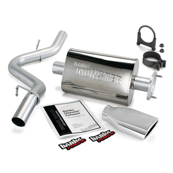 Banks Power 04-06 Jeep 4.0L Wrangler Unlimited Monster Exhaust Sys - SS Single Exhaust w/ Chrome Tip - Bull Strap