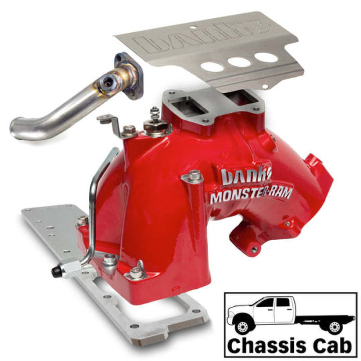 Banks Power 13-18 Dodge RAM 6.7L Monster-Ram Intake System W/Fuel Line-Chassis Cab Red - Bull Strap