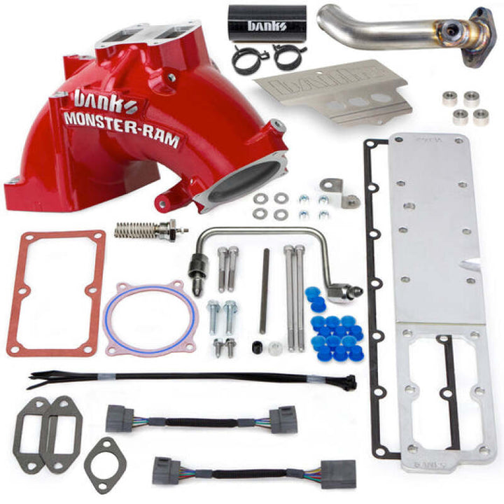 Banks Power 13-18 Dodge RAM 6.7L Monster-Ram Intake System W/Fuel Line-Chassis Cab Red - Bull Strap