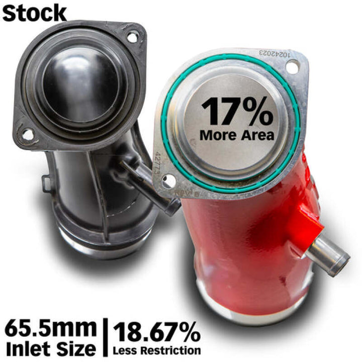 Banks Power 17-24 Chevrolet/GMC 2500/3500 6.6L Duramax L5P Monster-Ram Turbo Inlet Elbow - Red - Bull Strap