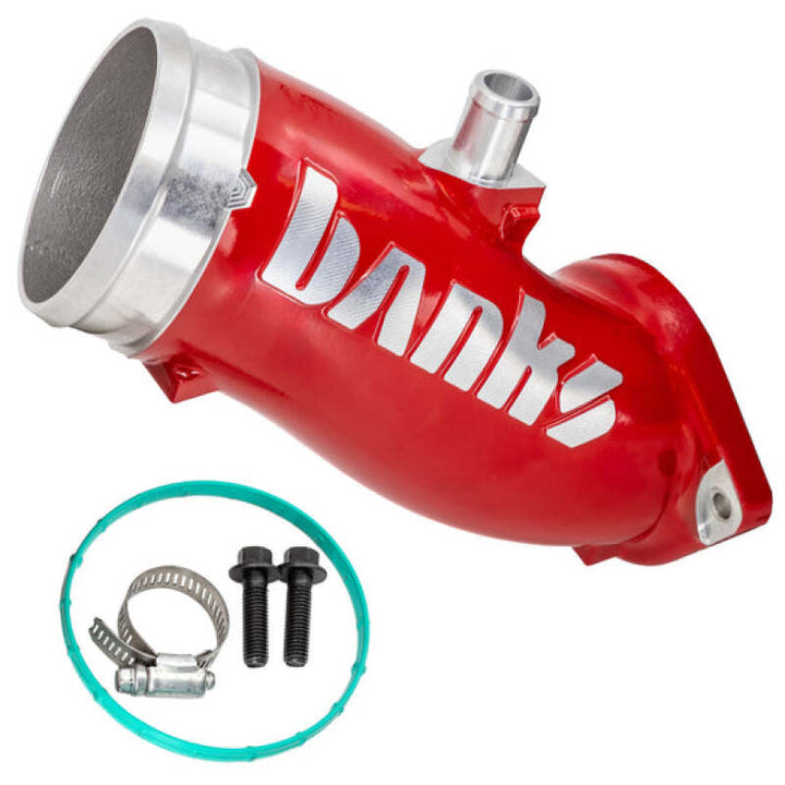 Banks Power 17-24 Chevrolet/GMC 2500/3500 6.6L Duramax L5P Monster-Ram Turbo Inlet Elbow - Red - Bull Strap
