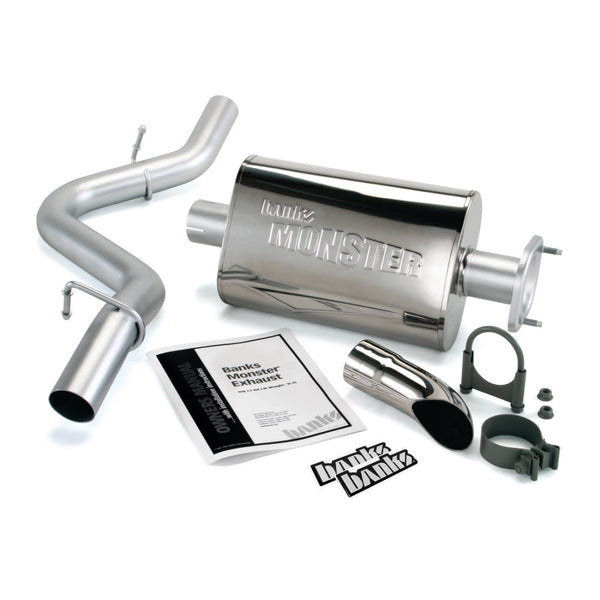 Banks Power 91-95 Jeep 4.0L Wrangler Monster Exhaust System - SS Single Exhaust w/ Chrome Tip - Bull Strap
