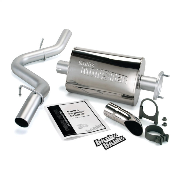 Banks Power 91-95 Jeep 4.0L Wrangler Monster Exhaust System - SS Single Exhaust w/ Chrome Tip - Bull Strap