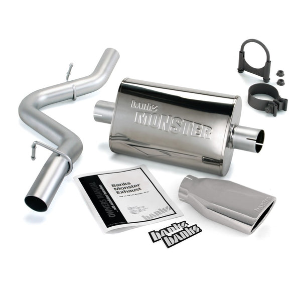 Banks Power 97-99 Jeep 2.5/4.0L Wrangler Slip Fit Cat Monster Exh Sys - SS Single Exh w/ Chrome Tip - Bull Strap