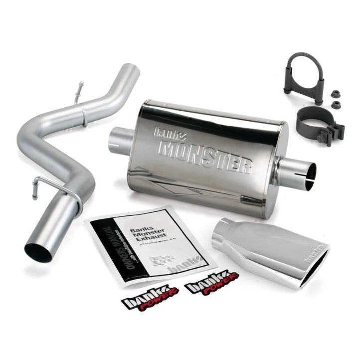 Banks Power 97-99 Jeep 2.5/4.0L Wrangler Slip Fit Cat Monster Exh Sys - SS Single Exh w/ Chrome Tip - Bull Strap