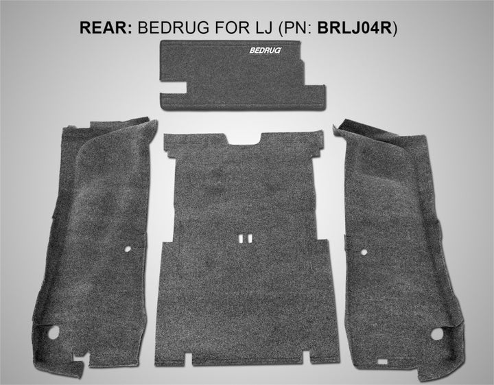 BedRug 03-06 Jeep LJ Unlimited Rear 4pc Cargo Kit (Incl Tailgate & Tub Liner) - Bull Strap