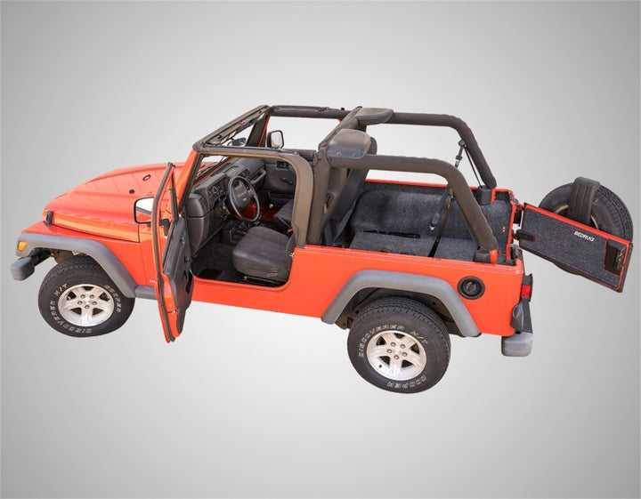 BedRug 03-06 Jeep LJ Unlimited Rear 4pc Cargo Kit (Incl Tailgate & Tub Liner) - Bull Strap