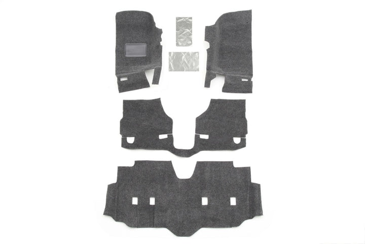BedRug 07-16 Jeep JK Unlimited 4Dr Front 4pc Floor Kit (Incl Heat Shields) - Bull Strap