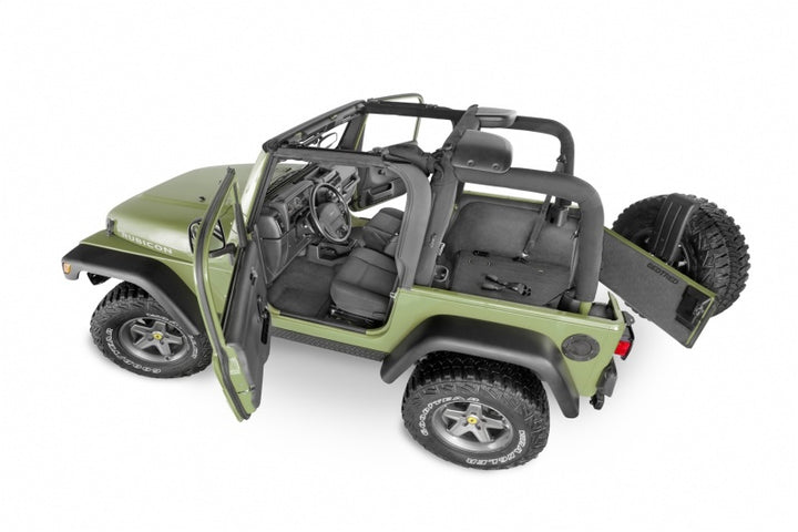 BedRug 97-06 Jeep TJ Rear 4pc BedTred Cargo Kit (Incl Tailgate) - Bull Strap