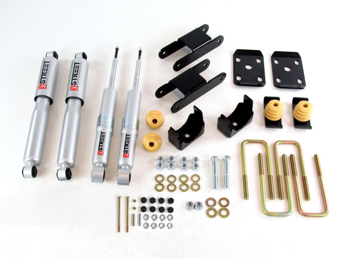 Belltech 2015 GM Colorado/Canyon Ext Cab Short Bed Lowering Kit w/ND II Shocks - 0-3in F/4in R Drop - Bull Strap