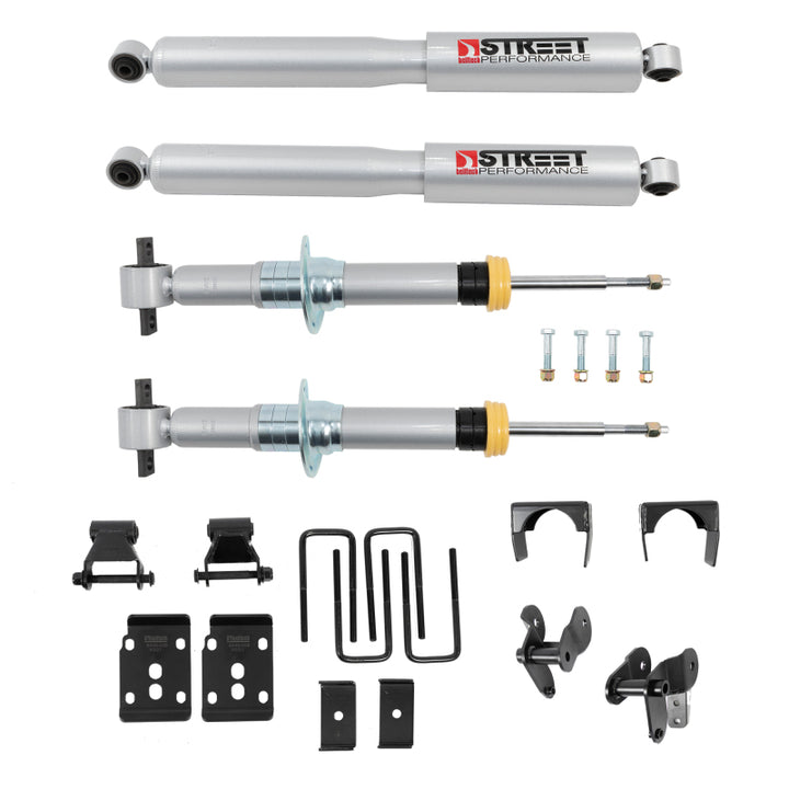 Belltech 2021+ Ford F-150 4WD 1in to 3.5in Front 5.5in Rear Lowering Kit - Bull Strap