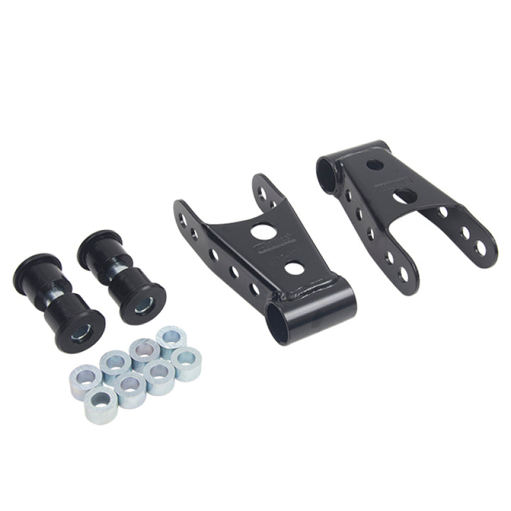 Belltech SHACKLE KIT 15-16 Ford F150 (All Cabs Short Bed Only) 4WD 1in / 2in Rear Drop - Bull Strap