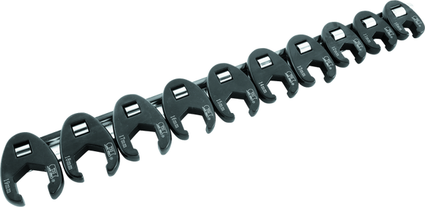 BikeMaster 10-pc 3/8in Drive Metric Flare Crow Foot Wrench Set - Bull Strap