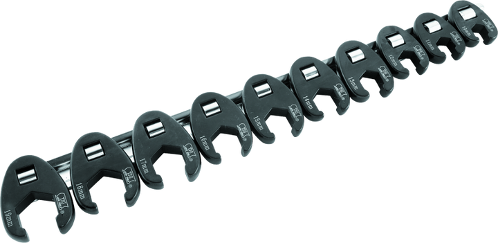 BikeMaster 10-pc 3/8in Drive Metric Flare Crow Foot Wrench Set - Bull Strap