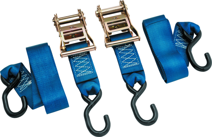 BikeMaster 2x84in Ratchet Tiedown Pair - Blue - Bull Strap