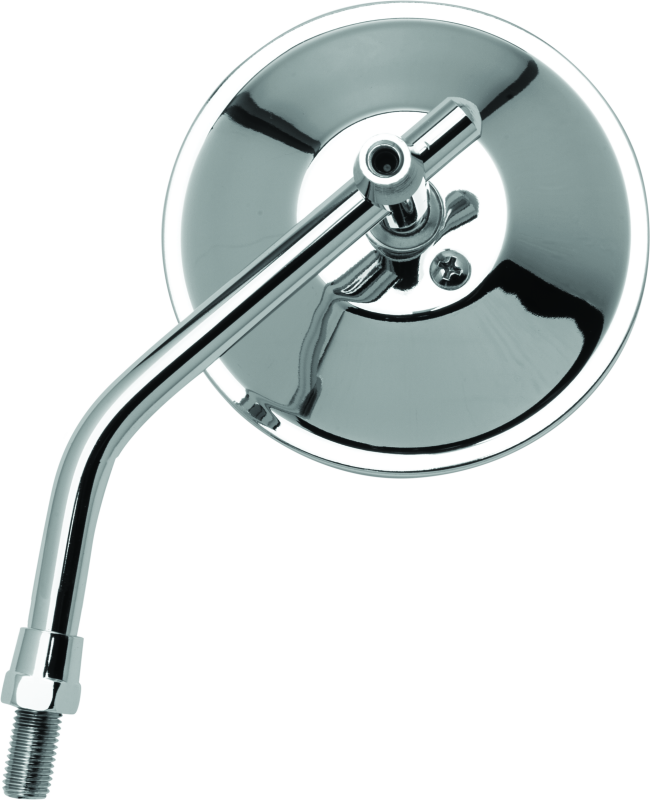BikeMaster 4in Adjustable Round Mirror 10mm - Each - Chrome - Bull Strap