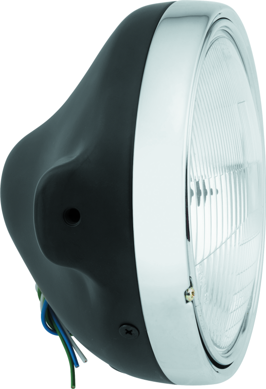 BikeMaster 7in Slim Headlight Side Mount - Black - Bull Strap