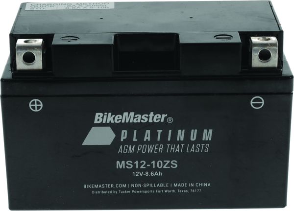 BikeMaster AGM Battery - MS12-10ZS - Bull Strap