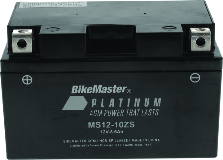 BikeMaster AGM Battery - MS12-10ZS - Bull Strap