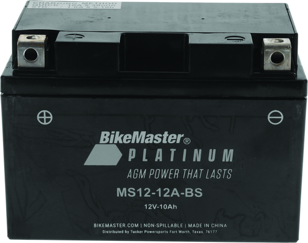 BikeMaster AGM Battery - MS12-12A-BS - Bull Strap
