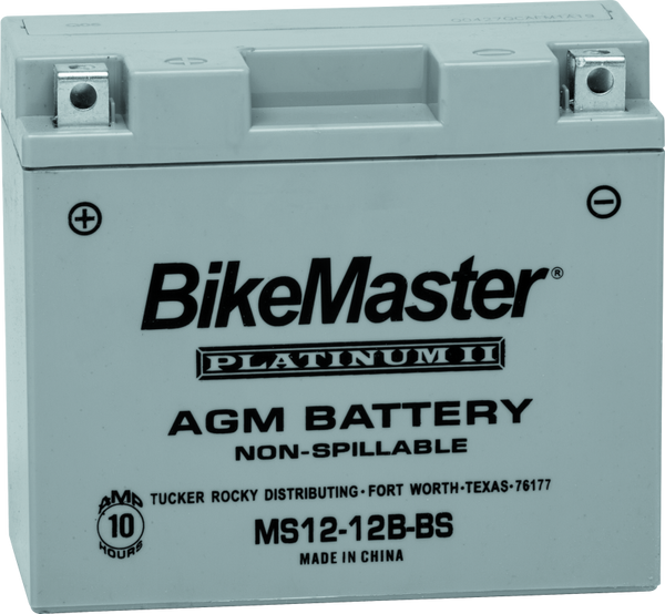 BikeMaster AGM Battery - MS12-12B-BS - Bull Strap