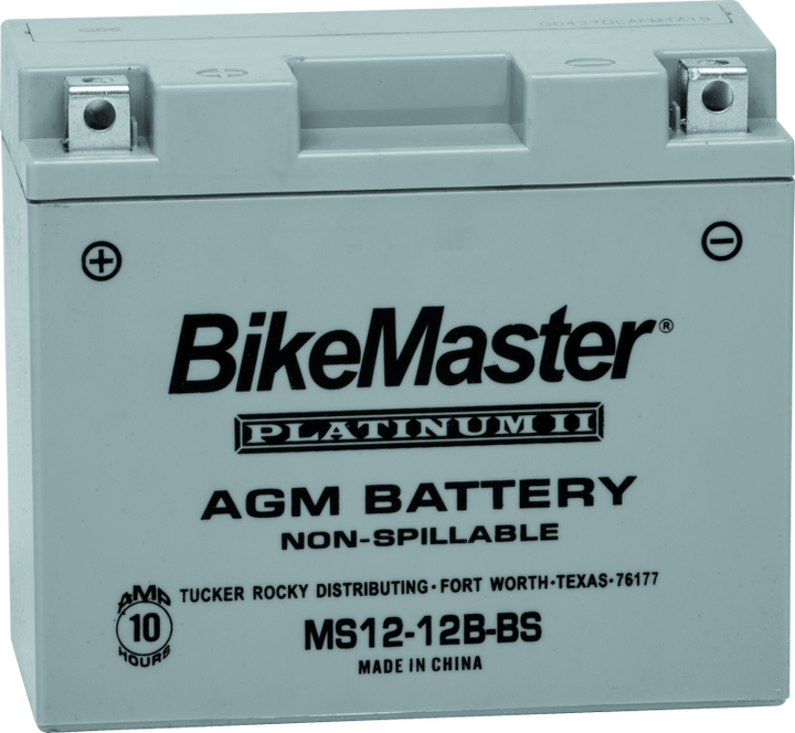 BikeMaster AGM Battery - MS12-12B-BS - Bull Strap