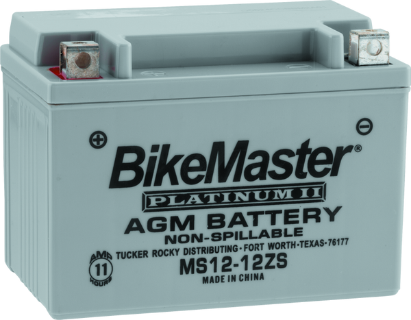BikeMaster AGM Battery - MS12-12ZS - Bull Strap