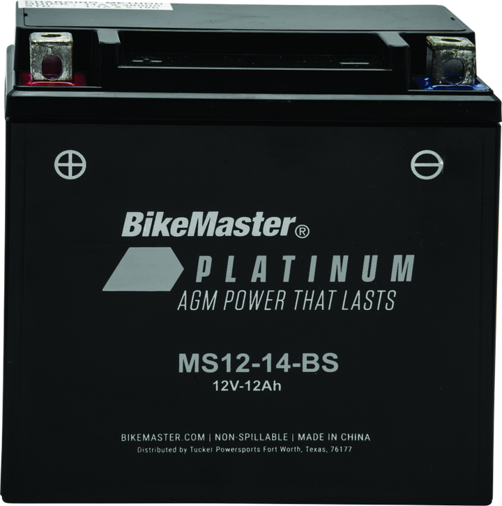 BikeMaster AGM Battery - MS12-14-BS - Bull Strap