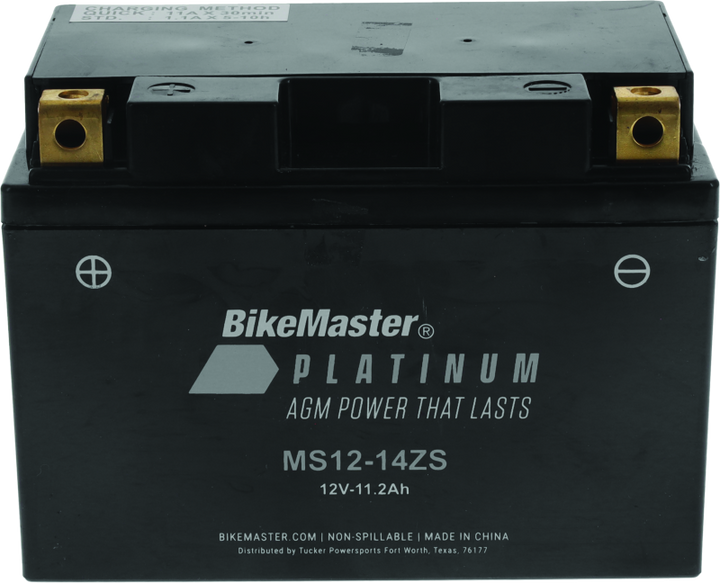 BikeMaster AGM Battery - MS12-14ZS - Bull Strap