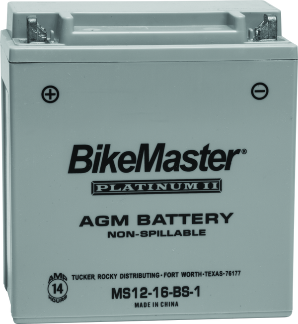 BikeMaster AGM Battery - MS12-16-BS-1 - Bull Strap