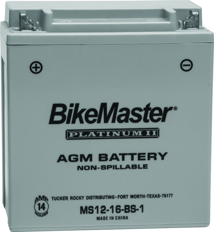 BikeMaster AGM Battery - MS12-16-BS-1 - Bull Strap