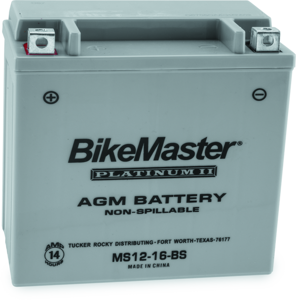 BikeMaster AGM Battery - MS12-16-BS - Bull Strap